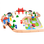 Set trenulete 80 piese My Busy Train din lemn